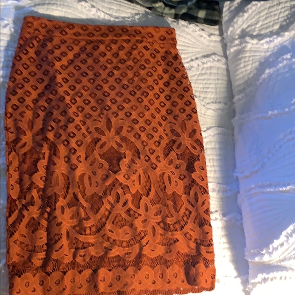 Orange lace nwt midi skirt Downeast